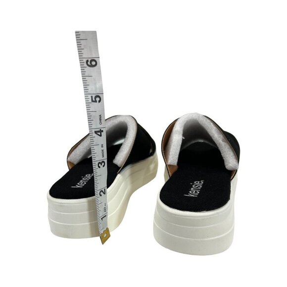 Kensie Womens 8.5 Rone Platform Slides Cross Straps‎ Black White New SKU#06776 - Picture 6 of 7